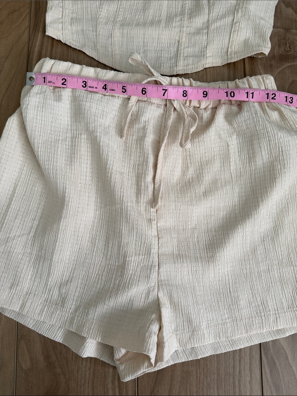 Beige Textured Two-Piece Crop Top & Shorts Set - Picture 7 of 9